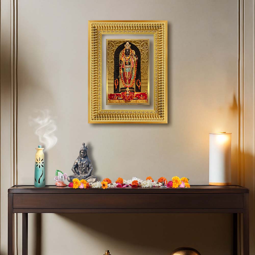 Diviniti 24K Gold Plated Ram Lalla (Classic) Divine Wall Frame for Home Mandir & Office Decor | Luxury Spiritual Gift