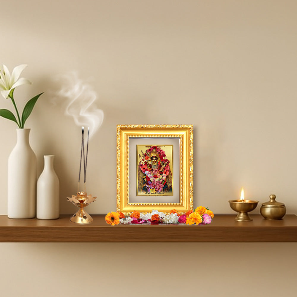 Diviniti 24K Gold Plated Katyayani Mata |Divine Table Top Frame for Home Mandir & Office Decor | Luxury Spiritual Gift