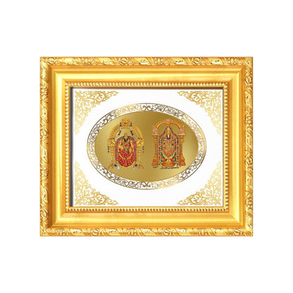 Lord Balaji & Goddess Padmavati Divine Tirupati Sacred Blessings Royal Tabletop Frame in 24K Gold Plated Foil