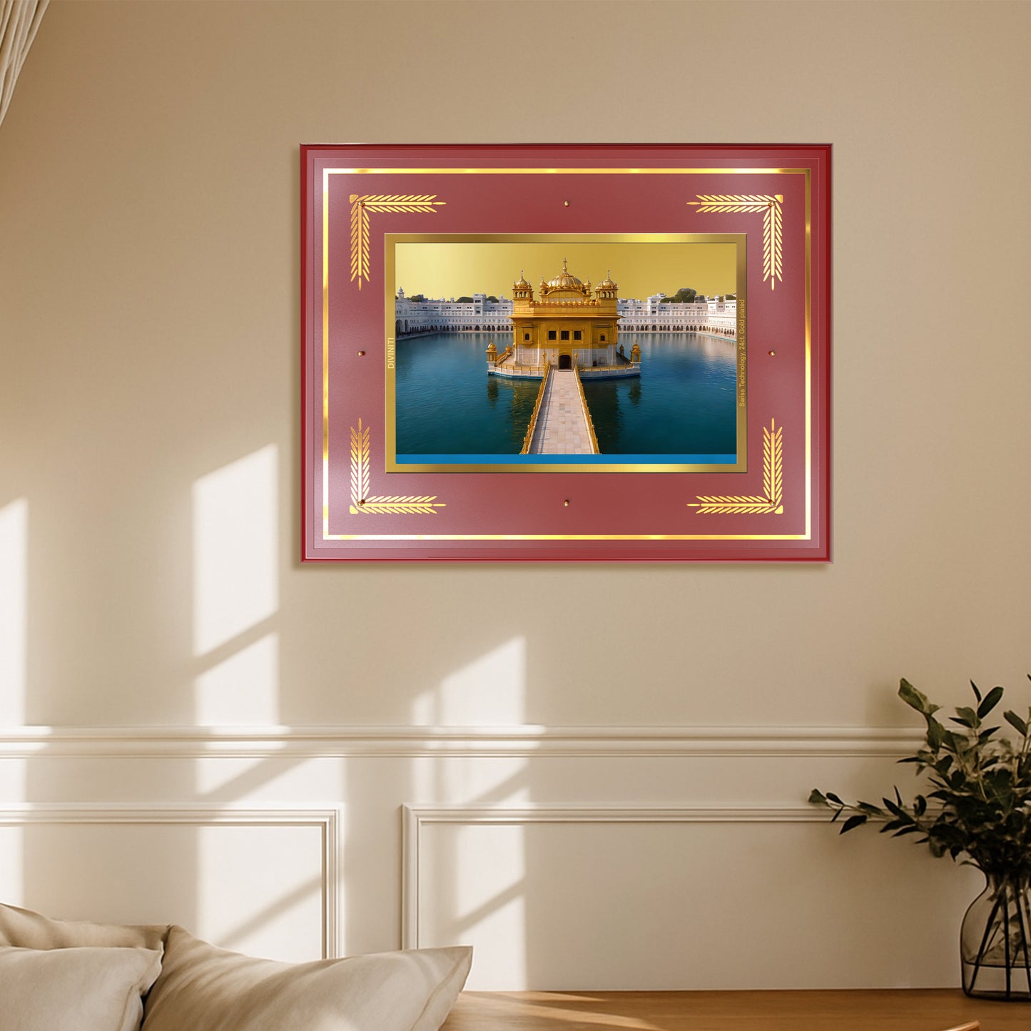 Sachkhand Shri Darbar Sahib | Golden Temple | Sacred Sikh Shrine Wall Mount Photo Frame in 24K Gold Plated Foil