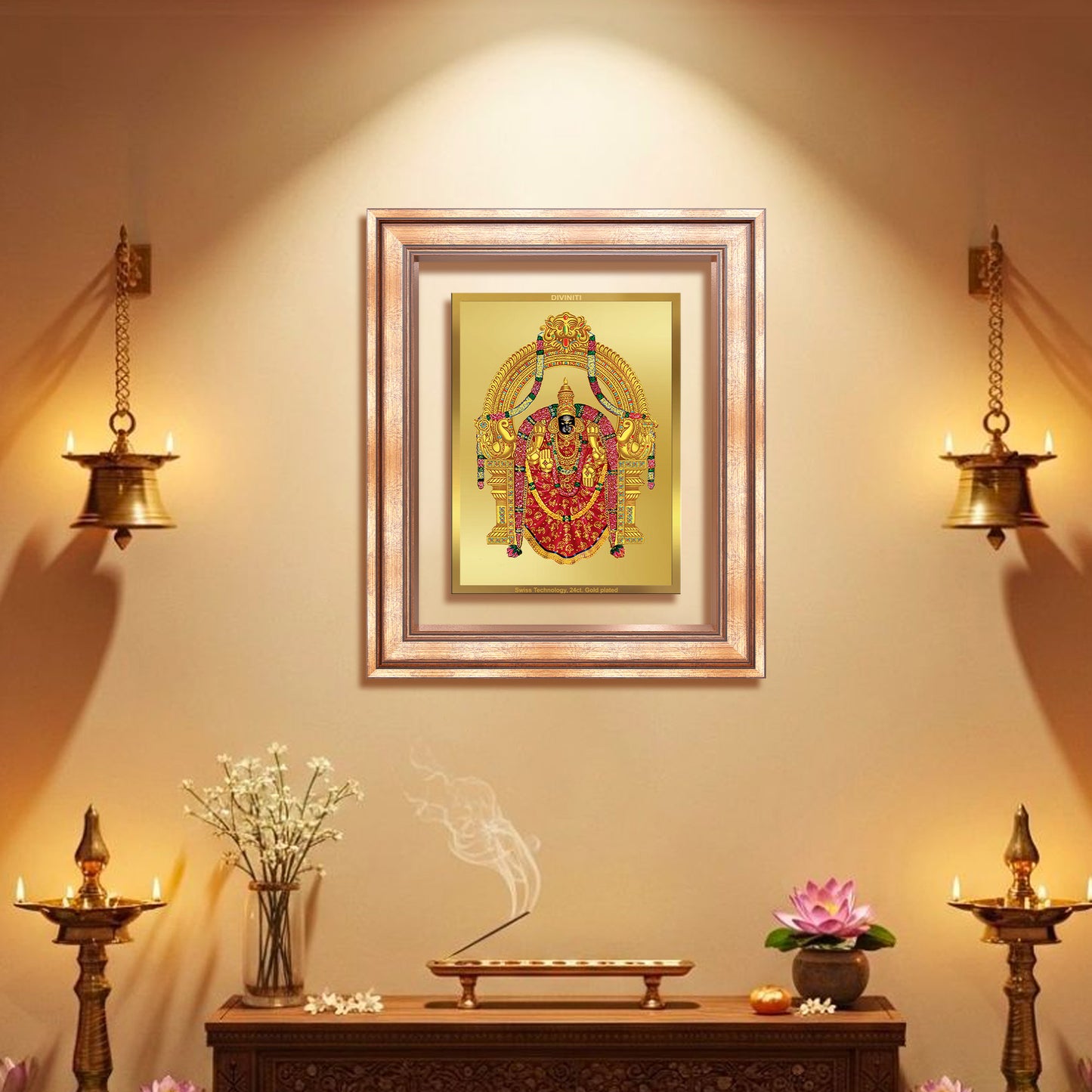 Diviniti 24K Gold Plated Padmavati (Classic) Divine Wall Frame for Home Mandir & Office Decor | Luxury Spiritual Gift