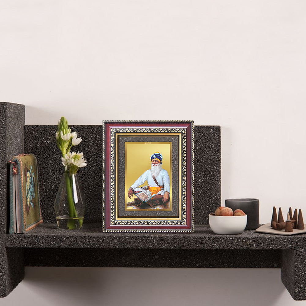Diviniti 24K Gold Plated Baba Deep Singh Sacred Sikh Wall and Table Top Frame for Home Decor & Office Ambiance | Premium Spiritual Gift