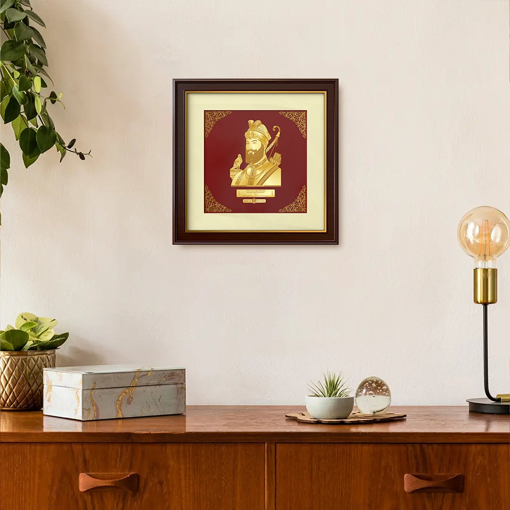 Guru Gobind Singh Ji | Divine Warrior Saint Gold on Gold Wall Hanging Frame in 24K Gold Plated Foil