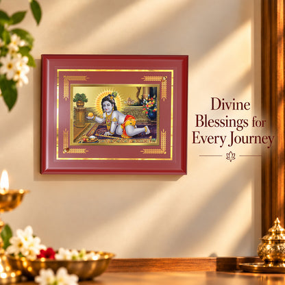 24K Gold-Plated Laddu Gopal MDF Frame | Premium Gift Box | 26x20 CM