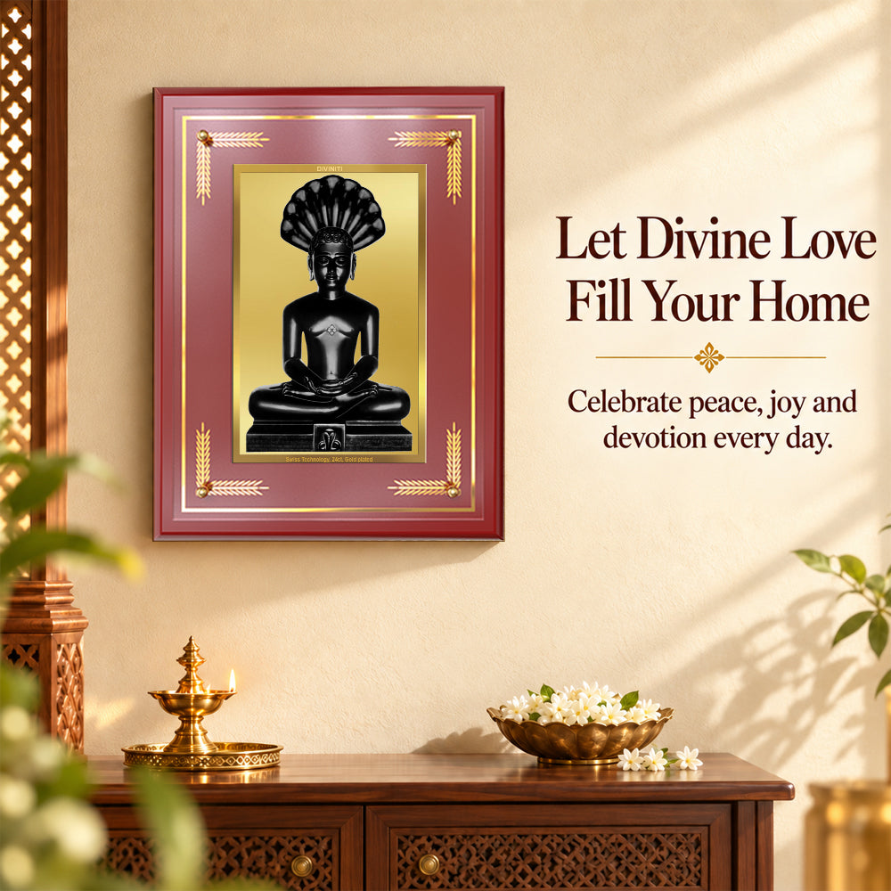 24K Gold-Plated Parshwanath Ji MDF Frame | Premium Gift Box | 27x35 CM