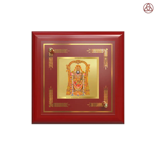 Lord Tirupati Balaji | Sri Venkateswara | Supreme Form of Vishnu from Tirumala Tabletop Frame in 24K Gold Plated Foil