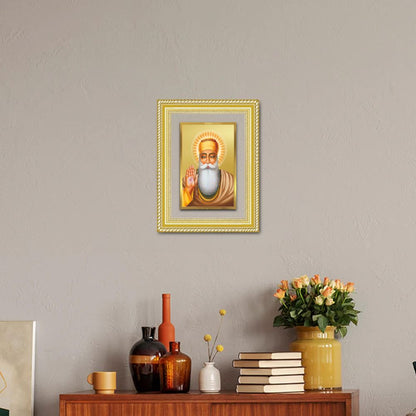 Diviniti 24K Gold Plated Guru Nanak Dev Ji (Classic) Sacred Sikh Wall Frame for Home Decor & Office Ambiance | Premium Spiritual Gift