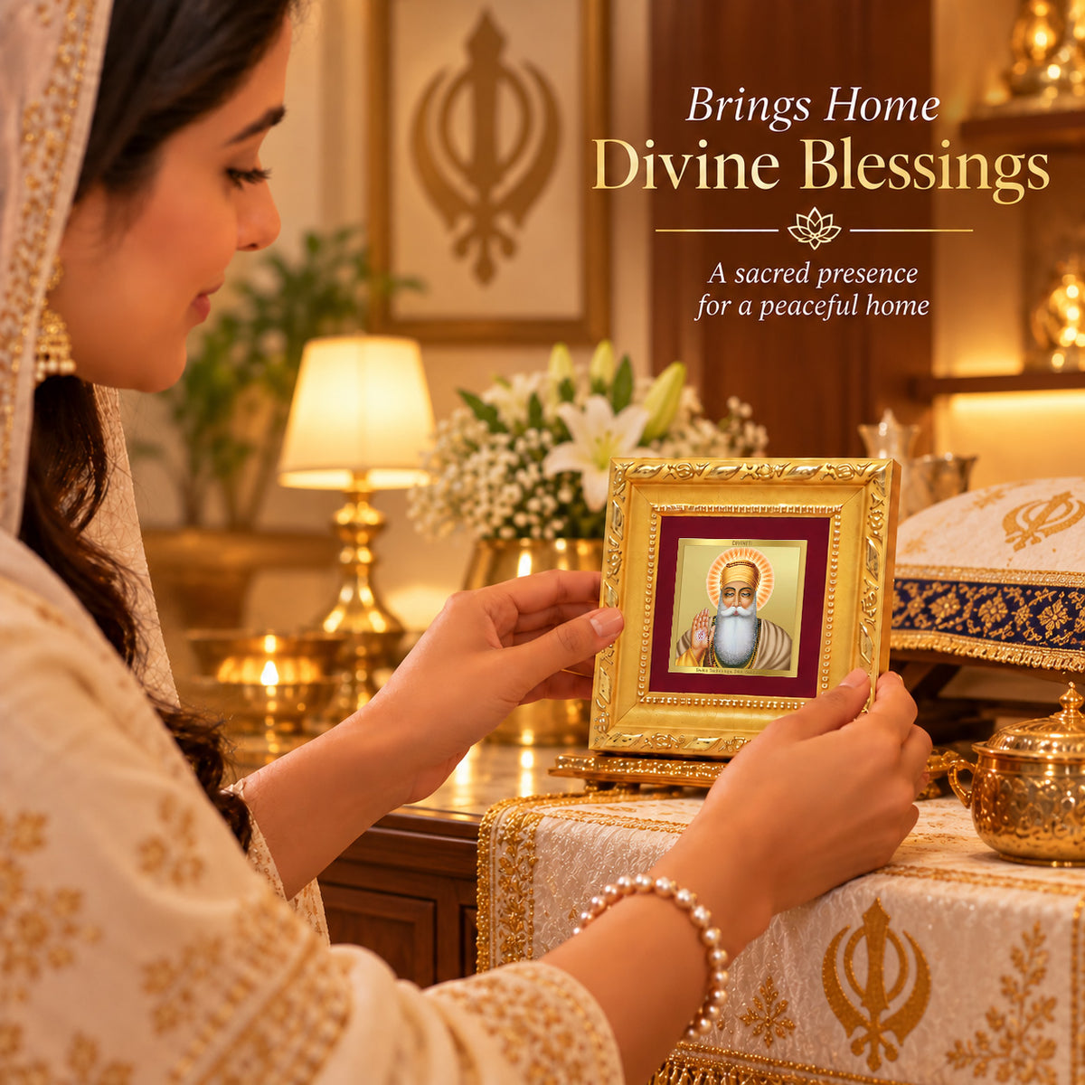 24K Gold-Plated Guru Nanak Frame | Premium Gift Box | 10x10 CM