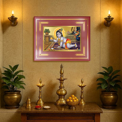Laddu Gopal | Bal Krishna Wall Mount Photo Frame in 24K Gold Plated Foil