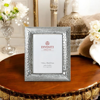DIVINITI 999 Silver Plated Photo Frame for Luxurious Home Office Décor, Tabletop, Beautiful Wedding, Marriage Anniversary, Birthday Diwali Gift (22x27 CM)