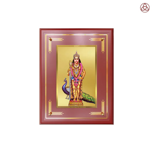 Lord Murugan Kartikeya | Divine Warrior God Wall & Tabletop Photo Frame in 24K Gold Plated Foil