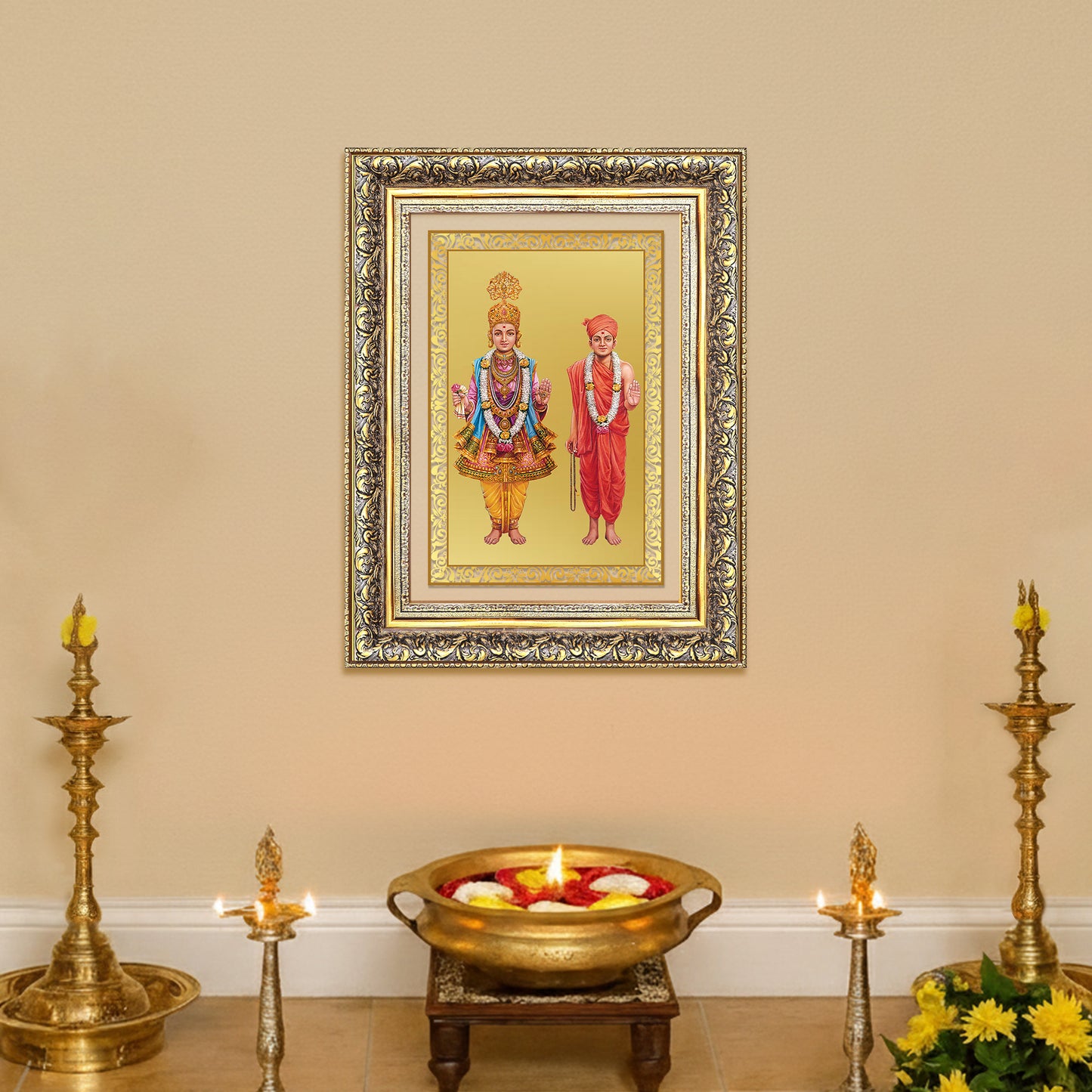 Diviniti 24K Gold Plated Swaminarayan (Classic) Divine Wall Frame for Home Mandir & Office Decor | Luxury Spiritual Gift