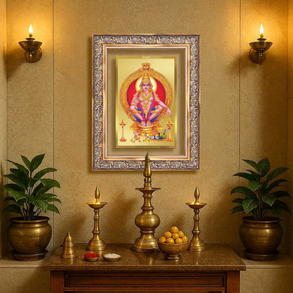 Diviniti 24K Gold Plated Ayyappan Divine Wall Frame for Home Mandir & Office Decor | Luxury Spiritual Gift