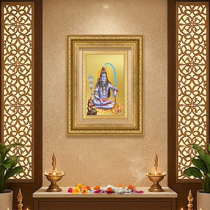 Diviniti 24K Gold Plated Shiva (Classic) Divine Wall Frame for Home Mandir & Office Decor | Luxury Spiritual Gift