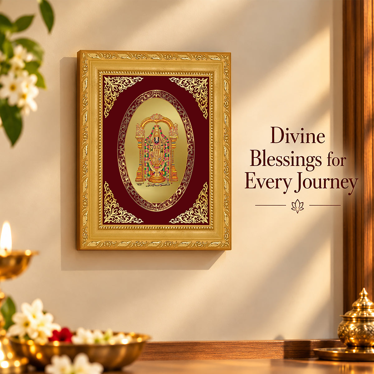 24K Gold-Plated Tirupati Balaji Frame | Premium Gift Box | 21.5x17.5 CM