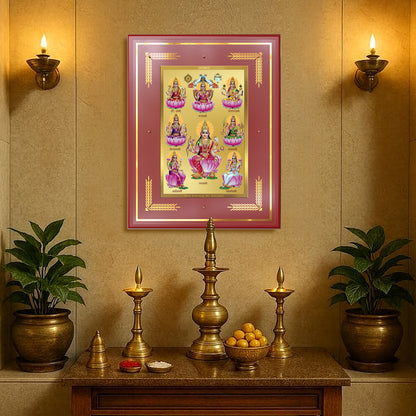 Ashtalakshmi | Lakshmi Devi for Wall Mount Photo Frame in 24K Gold Plated Foil