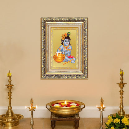 Diviniti 24K Gold Plated Bal Gopal Divine Wall Frame for Home Mandir & Office Decor | Luxury Spiritual Gift