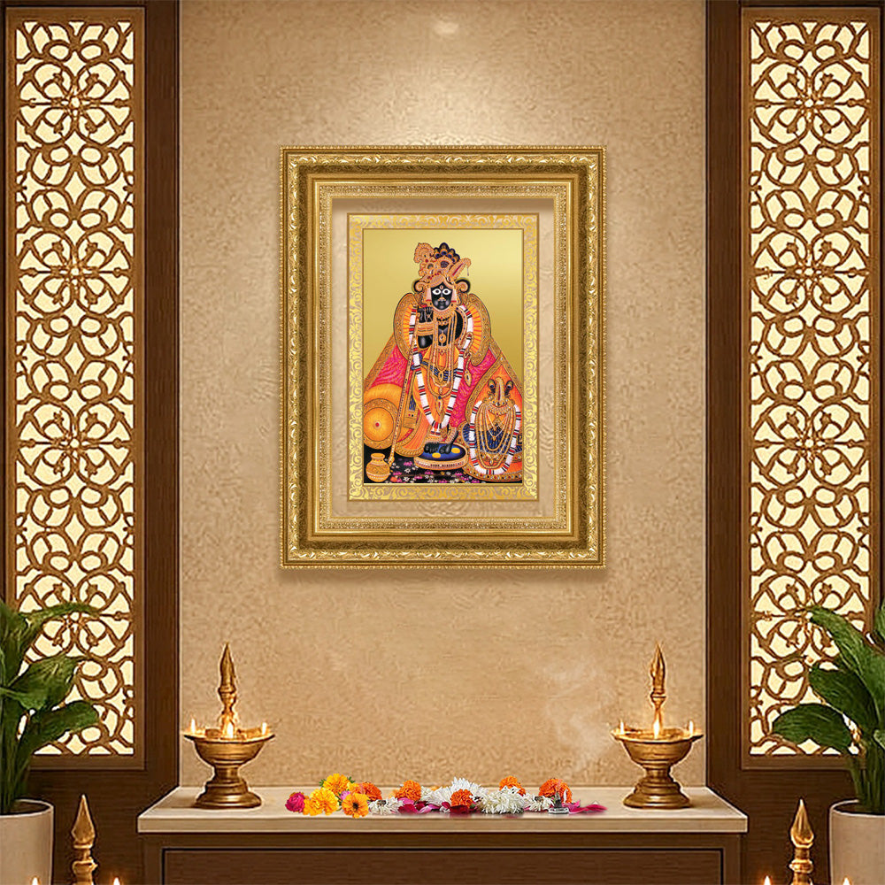 Diviniti 24K Gold Plated Banke Bihari Ji (Classic) Divine Wall Frame for Home Mandir & Office Decor | Luxury Spiritual Gift