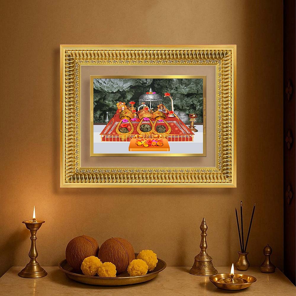 Diviniti 24K Gold Plated Mata Ka Darbar (Classic) Divine Wall Frame for Home Mandir & Office Decor | Luxury Spiritual Gift