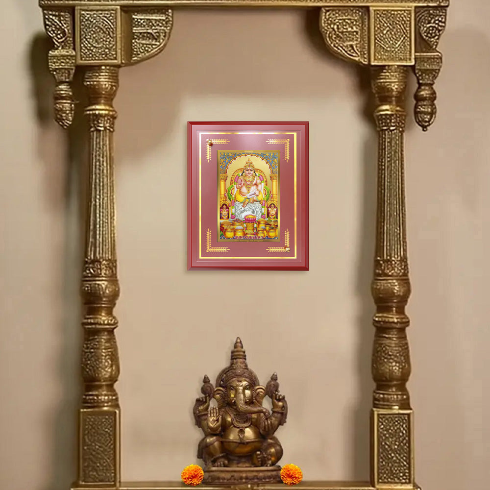Diviniti 24K Gold Plated Lord Kuber Blessing Tabletop Photo Frame | Wealth, Prosperity & Divine Abundance