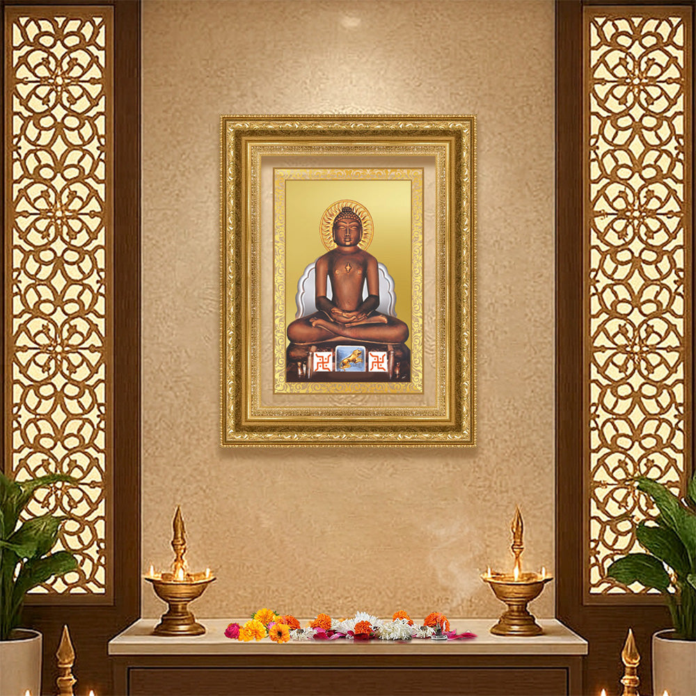 Diviniti 24K Gold Plated Mahavir (Classic) Divine Wall Frame for Home Mandir & Office Decor | Luxury Spiritual Gift