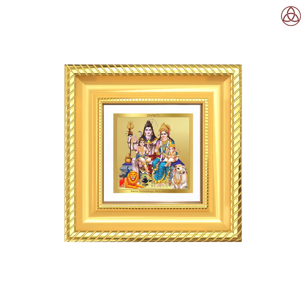 Shiva Parivar | Divine Family of Lord Shiva Tabletop Frame in 24K Gold Plated Foil