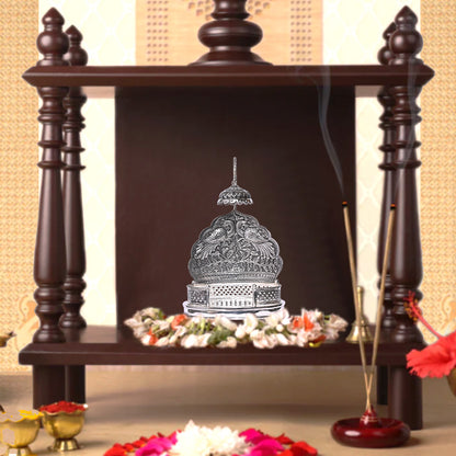 Pure Silver Singhasan Mandir Vintage Bird Design Divine Pooja Stand Handcrafted Temple Art (17x8x26 cm,669.5g )