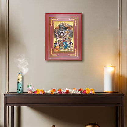 Diviniti Shiv Parivar Wall Photo Frame in 24K Gold Plated Foil | Unity, Harmony & Divine Protection