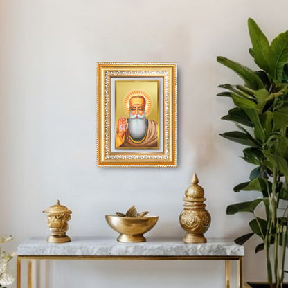Diviniti 24K Gold Plated Guru Nanak Dev Ji (Classic) Sacred Sikh Wall Frame for Home Decor & Office Ambiance | Premium Spiritual Gift