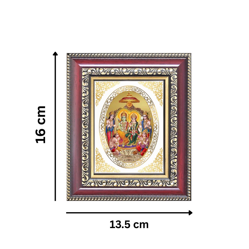 Diviniti 24K Gold Plated Ram Darbar Divine Table Top Frame for Home Mandir & Office Decor | Luxury Spiritual Gift