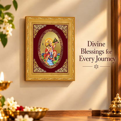 24K Gold-Plated Lord Hanuman with Sanjeevani Mountain Frame | Premium Gift Box | 21.5x17.5 CM