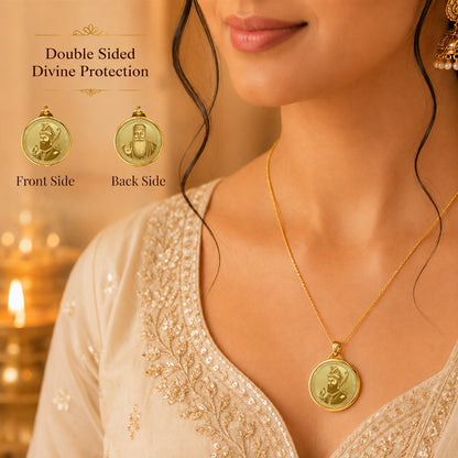 Diviniti 24K Double Sided Gold Plated Pendant Guru Gobind Singh Ji & Guru Nanak Dev Ji | 22 MM Flip Coin (1 PCS)