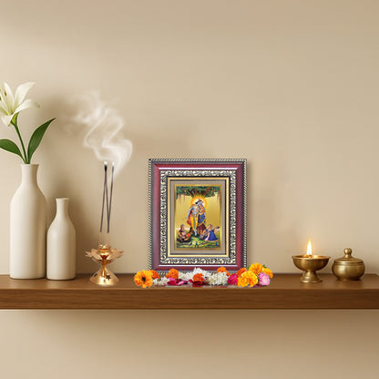 Diviniti 24K Gold Plated Radha Krishna (Classic) Divine Table Top Frame for Home Mandir & Office Decor | Luxury Spiritual Gift