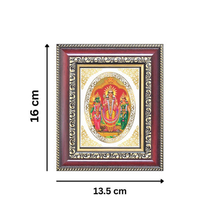 Lord Murugan with Valli & Devasena Divine Subramanya Sacred Blessings Royal Tabletop Frame in 24K Gold Plated Foil