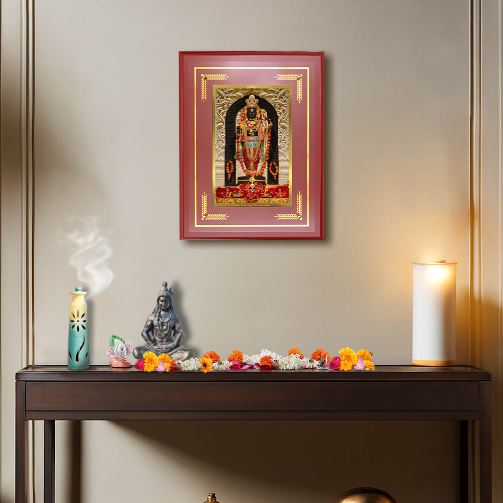 Diviniti Shree Ram Lalla Wall Photo Frame in 24K Gold Plated Foil | Divine Innocence, Joy & Auspicious Blessings