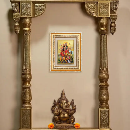 Diviniti 24K Gold Plated Durga - Mahishasura Mardini (Classic) Divine Wall and Table Top Frame for Home Mandir & Office Decor | Luxury Spiritual Gift