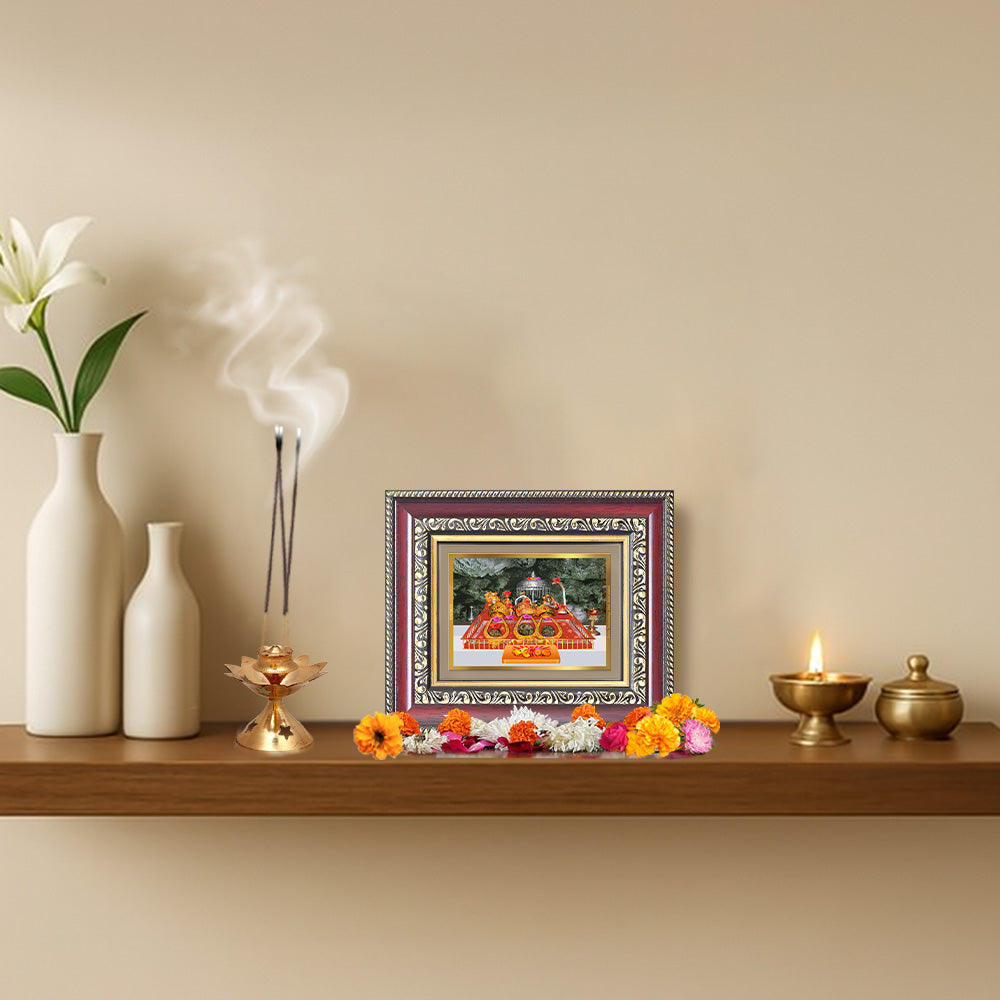 Diviniti 24K Gold Plated Mata Ka Darbar (Classic) Divine Table Top Frame for Home Mandir & Office Decor | Luxury Spiritual Gift