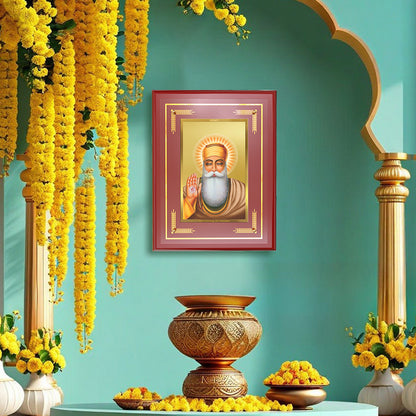 Diviniti 24K Gold Plated Guru Nanak Dev Ji Blessing Tabletop Photo Frame | Peace, Wisdom & Divine Grace