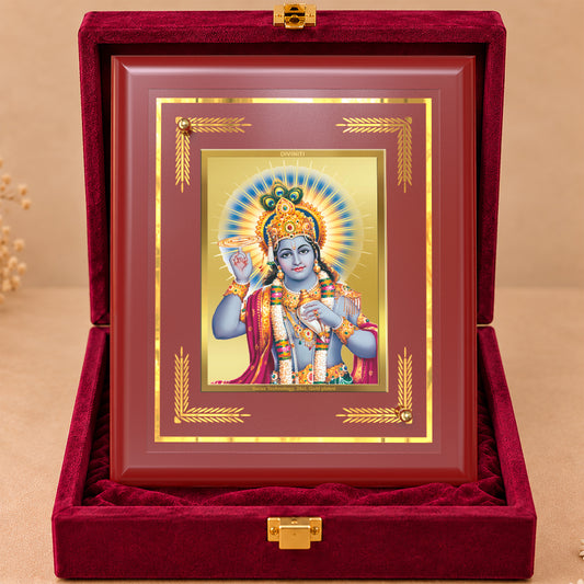 24K Gold-Plated Lord Vishnu MDF Frame | Premium Gift Box | 13.5x16 CM