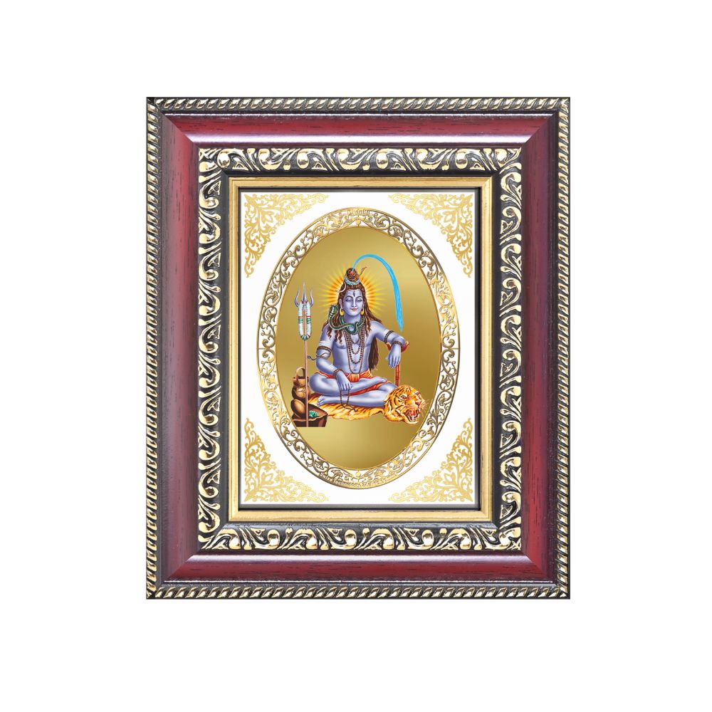 Lord Shiva Divine Mahadev Sacred Power & Transformation Royal Tabletop Frame in 24K Gold Plated Foil