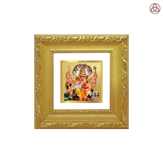 Lord Narasimha | The Fierce Protector Tabletop Frame in 24K Gold Plated Foil