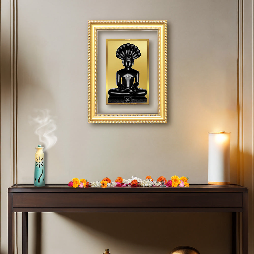 Diviniti 24K Gold Plated Parshvanath (Classic) Divine Wall Frame for Home Mandir & Office Decor | Luxury Spiritual Gift