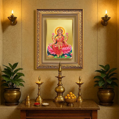 Goddess Lakshmi | Devi of Wealth & Prosperity Wall Mount Photo Frame in 24K Gold Plated Foil
