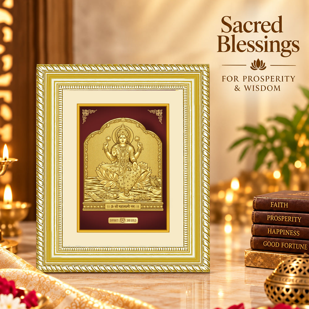 24K Gold-Plated Lakshmi Frame | Premium Gift Box | 22x18 CM