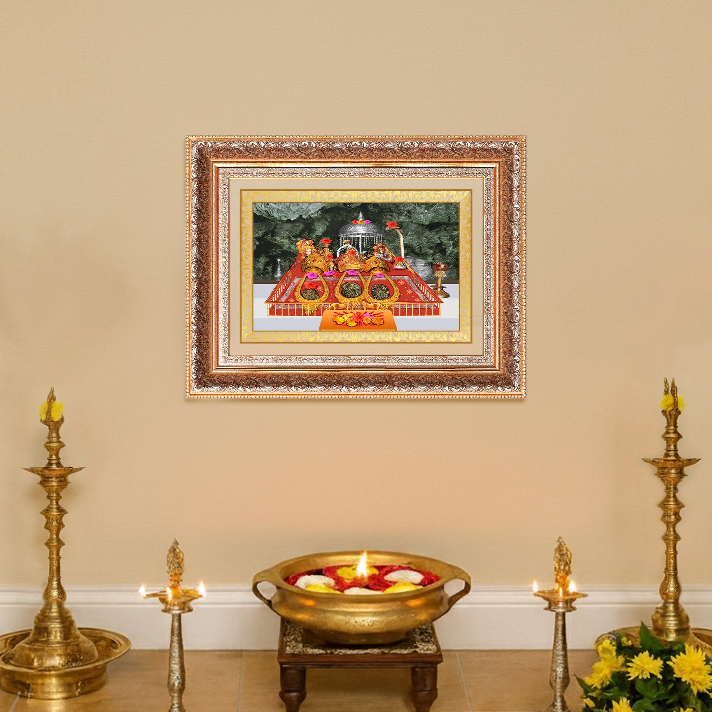 Durga Vaishno Devi | Mata Ka Darbar | Divine Wall Photo Frame in 24K Gold Plated Foil