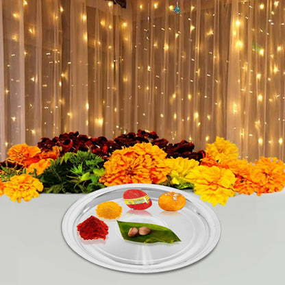 925 Pure Silver Thali Exquisite Elegance for Every Occasion for Home & Office Décor, Puja Room Diwali Gift (217g)