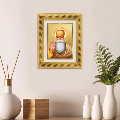 Diviniti 24K Gold Plated Guru Nanak Dev Ji (Classic) Sacred Sikh Wall Frame for Home Decor & Office Ambiance | Premium Spiritual Gift