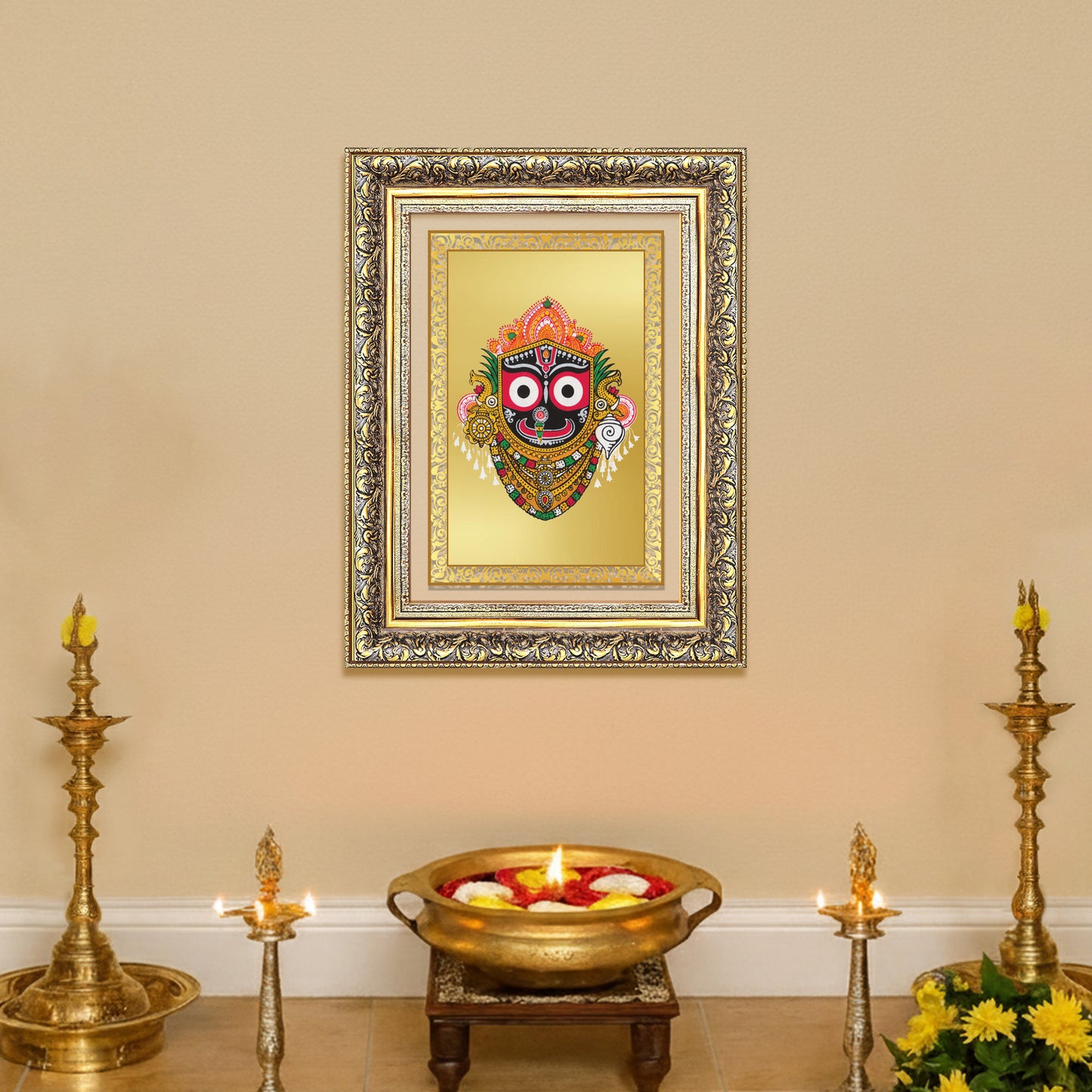 Diviniti 24K Gold Plated Jagannath (Classic) Divine Wall Frame for Home Mandir & Office Decor | Luxury Spiritual Gift
