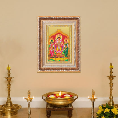 Lord Murugan with Valli | Divine Union Wall Photo Frame in 24K Gold Plated Foil
