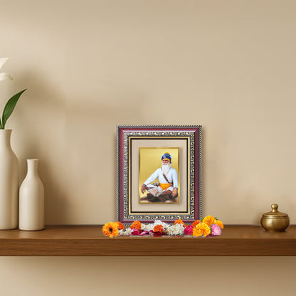 Diviniti 24K Gold Plated Baba Deep Singh Sacred Sikh Table Top Frame for Home Decor & Office Ambiance | Premium Spiritual Gift